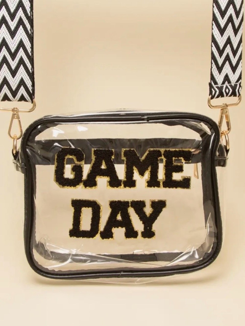 Clear 'GAME DAY' Crossbody Bag with Black Trim